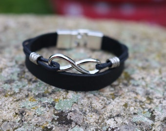 Surferarmband  Lederarmband Schwarz "Infinity"