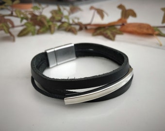 Leder Armband mit Edestahl Magnet-Verschluss