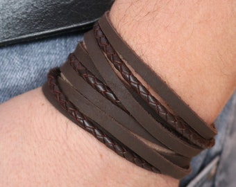 Braunes Leder Armband mit Edestahl Magnet-Verschluss