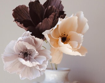 Flores de papel Frieda. 3 flores crema - abedul
