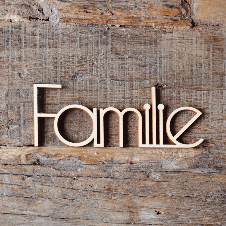 Gute Worte Schriftzug aus Holz Schriftzug Freude Glück Familie Schriftzug Werte Familie