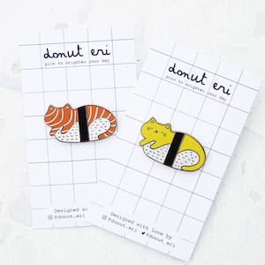 Sushi Cats (Salmon & Tamago Nigiri) Hard Enamel Pin