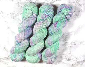 hand dyed Merino Singles 'Fairy Farts', 100g, 366m, indie dyed yarn, merino 4ply, fingering, superwash