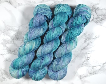 hand dyed Merino Silk Single Yarn, 100g, 400m, indie dyed yarn, merino silk fingering, superwash