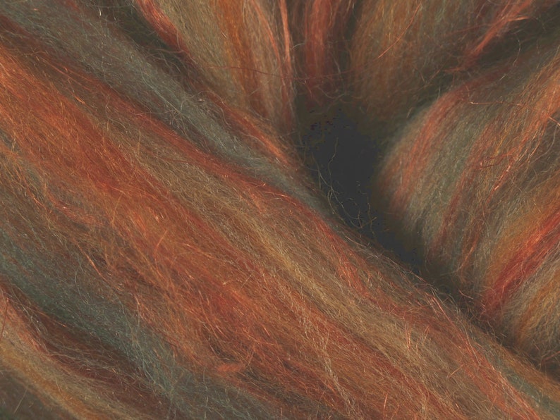 Shetland blend with Linen, wool roving, wool for spinning, wool top, spinning fibers, wool for felting, combed top image 8