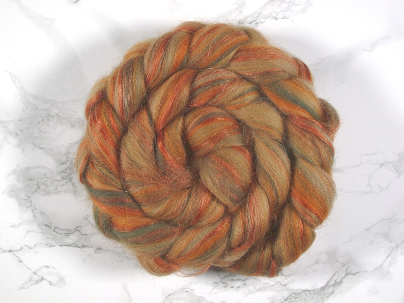 Shetland blend with Linen, wool roving, wool for spinning, wool top, spinning fibers, wool for felting, combed top image 2