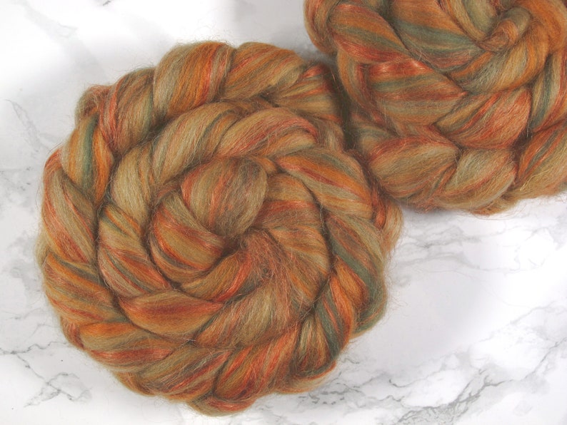 Shetland blend with Linen, wool roving, wool for spinning, wool top, spinning fibers, wool for felting, combed top image 1