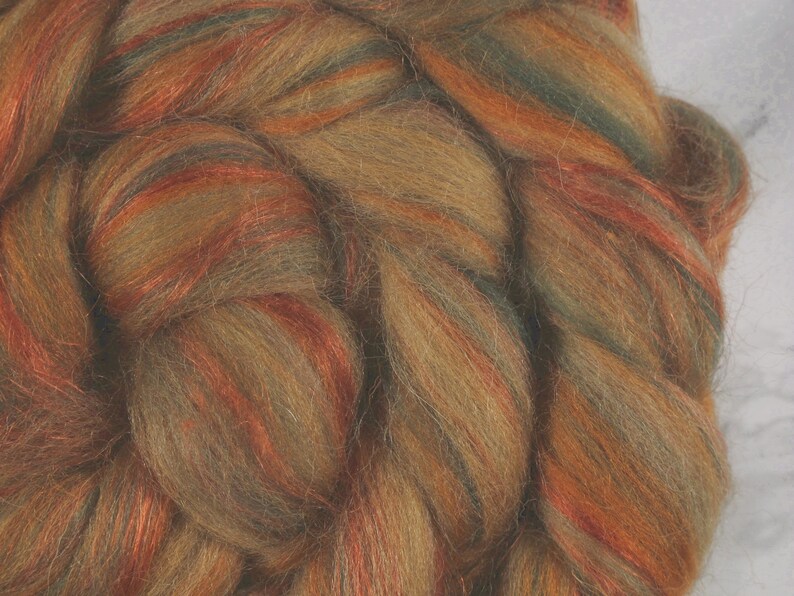 Shetland blend with Linen, wool roving, wool for spinning, wool top, spinning fibers, wool for felting, combed top image 6