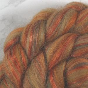 Shetland blend with Linen, wool roving, wool for spinning, wool top, spinning fibers, wool for felting, combed top image 5