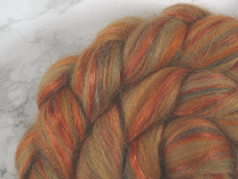 Shetland blend with Linen, wool roving, wool for spinning, wool top, spinning fibers, wool for felting, combed top image 5