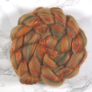 Shetland blend with Linen, wool roving, wool for spinning, wool top, spinning fibers, wool for felting, combed top image 3