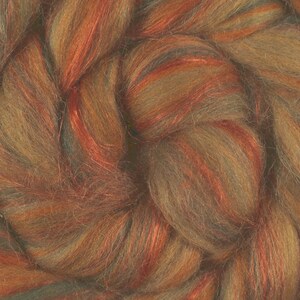 Shetland blend with Linen, wool roving, wool for spinning, wool top, spinning fibers, wool for felting, combed top image 7