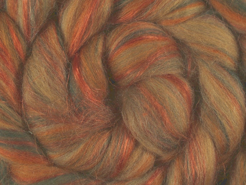 Shetland blend with Linen, wool roving, wool for spinning, wool top, spinning fibers, wool for felting, combed top image 7