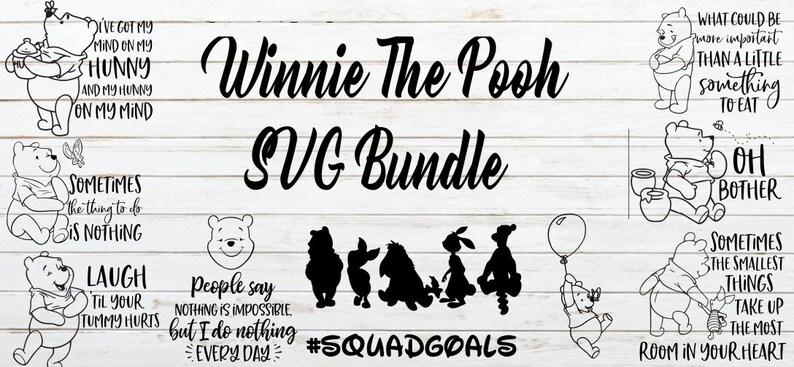 Winnie The Pooh SVG Bundle Cricut Cut File Instant Download Digital Nursery Designs