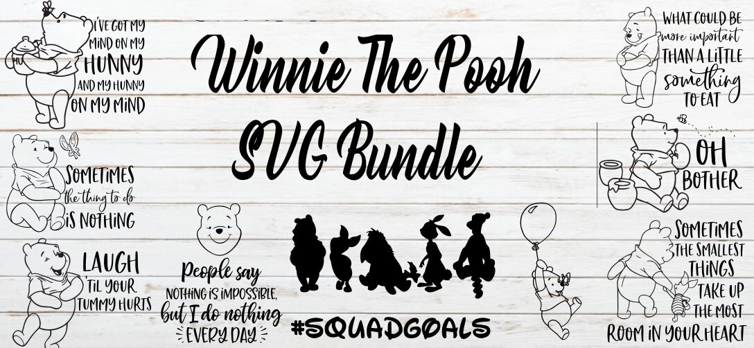 Winnie The Pooh SVG Bundle Cricut Cut File Instant Download Digital Nursery Designs