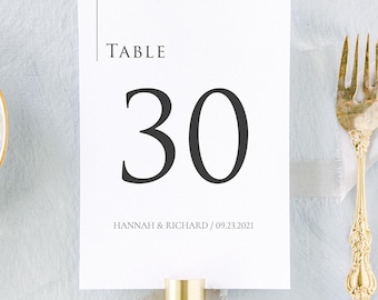 Modern Minimalist Wedding Table Number, Printed Table Sign, Sophia