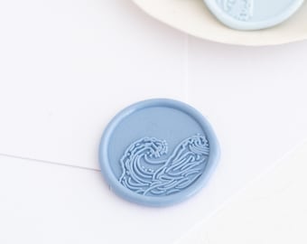 Sea Waves Wax Seal, Beach Wedding Wax Seal Stamp, Self Adhesive Wax Seal, Vellum Jacket Seal, Wedding Invitation Seal, Peel and Stick Seal