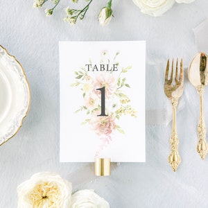 LA FLEUR, Blush Wedding Table Number, Wedding Table Number Printed, Blush Table Number Card, Wedding Sign, Floral Table Number Sign