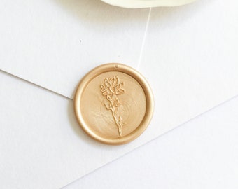 Floral Self Adhesive Wax Seal, Wild Rose Wax Seal Sticker, Wedding Wax Seal, Pastel Wax Seal Sticker, Premade Wax Seal