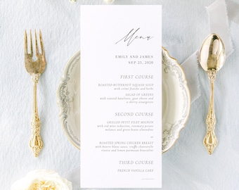 THE BLANCHE, Modern Wedding Menu, Printed Wedding Menu Card, Dinner Menu Card, Minimal Wedding Menu Card, Wedding Table Menu, Simple Wedding