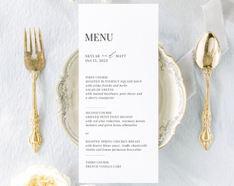 THE ADELINE, Modern Wedding Menu, Minimalist Wedding Menu, Romantic Modern Wedding, Dinner Menu Card, Printed Wedding Menu