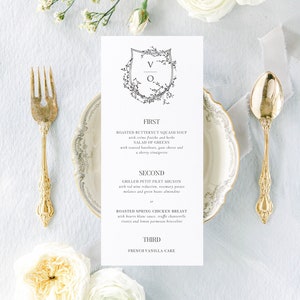 L'AURÉLIE, menu de mariage moderne, menu de mariage minimaliste, mariage moderne romantique, carte de menu pour le dîner, menu de mariage imprimé