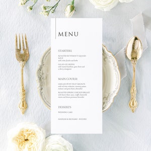 THE SOPHIA, menu de mariage moderne, carte de menu de mariage, menu de mariage minimaliste, carte de menu pour le dîner, menu de mariage imprimé, cartes de menu de mariage simples