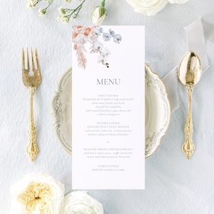 THE SÉPHORA, Modernes Hochzeitsmenü, Blumen Hochzeitsmenü, Gedrucktes Hochzeitsmenü, Hochzeitsmenükarte, Boho Hochzeitsmenükarte, Geburtstagsmenükarte