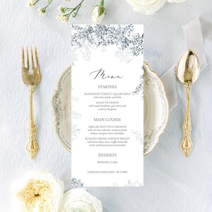 THE LUMIÈRE, menu de mariage moderne, menu de mariage minimaliste, mariage moderne romantique, carte de menu verdure, menu de mariage imprimé