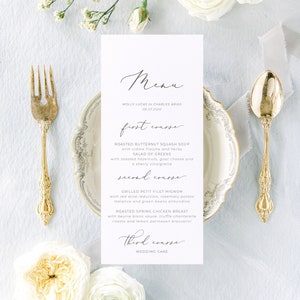 THE MARGAUX, Modernes Hochzeitsmenü, Minimalistisches Hochzeitsmenü, Abendmenü Karte, Gedrucktes Hochzeitsmenü, Menükarte für Hochzeit, Einfache Menü