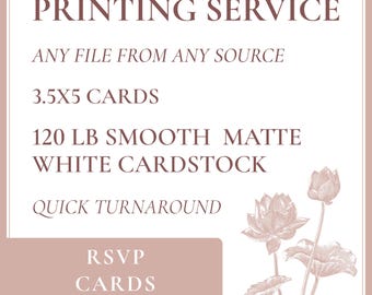 Print My RSVP Card, Printing Service, Print My File From Another Etsy Shop, Professional Printing, Printed RSVP Card, Print My Response Card