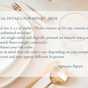 THE BLANCHE, Modern Wedding Menu, Printed Wedding Menu Card, Dinner Menu Card, Minimal Wedding Menu Card, Wedding Table Menu, Simple Wedding