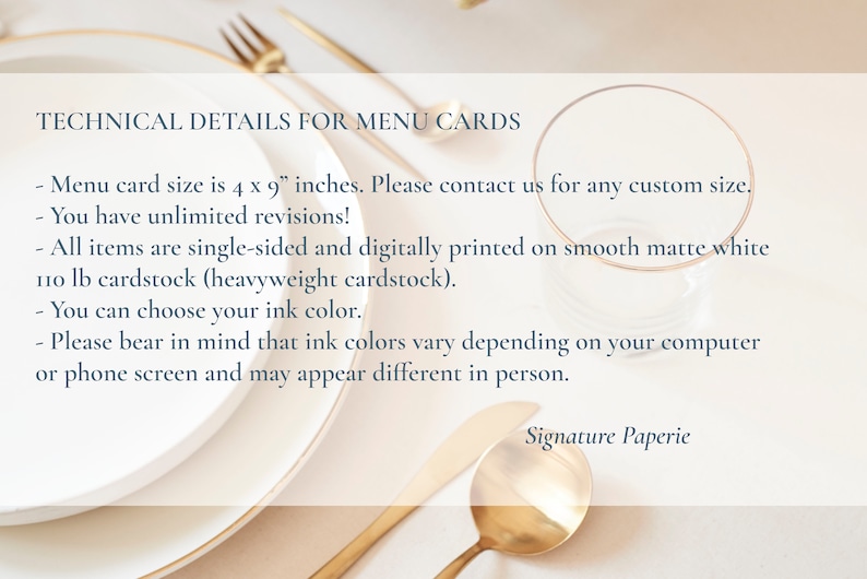 THE BLANCHE, Modern Wedding Menu, Printed Wedding Menu Card, Dinner Menu Card, Minimal Wedding Menu Card, Wedding Table Menu, Simple Wedding