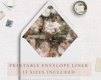 Druckbare Umschlag Liner, Hochzeit Umschlag Liner Digital, Umschlag Liner Malvorlage, druckbare Umschlag Liner, Floral Umschlag Liner