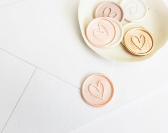 Heart Wax Seals, Self-Adhesive, Wedding Invitation Seals (25mm Diameter)