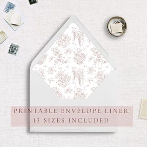 Floral bedruckbarer Umschlag Liner, Hochzeit Umschlag Liner Digital, Blush Umschlag Liner Template, French Toile Umschlag Liner