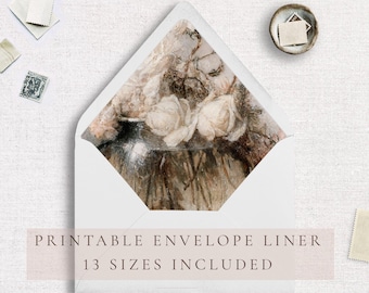 Printable Envelope Liner, Wedding Envelope Liner Digital, Envelope Liner Painting Template, Printable Envelope Liner, Floral Envelope Liner