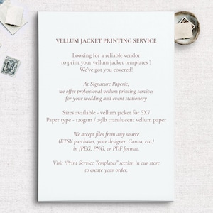 Prefolded Vellum Jacket For 5x7, Floral Vellum Paper, Wedding Invite Vellum Wrap, French Blue Toile Vellum Wrap, PRINTED Vellum Wrap, Eloise image 5