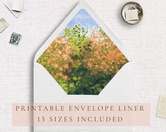 Printable Envelope Liner, Wedding Envelope Liner Digital, Envelope Liner Painting Template, Printable Envelope Liner, Floral Envelope Liner