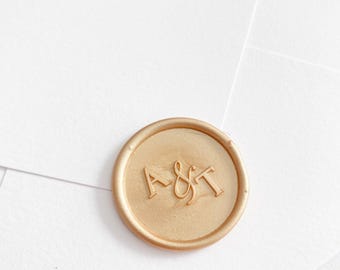 Custom Initials Self Adhesive Wax Seal Stamp, Modern Wedding Stationery (25mm)