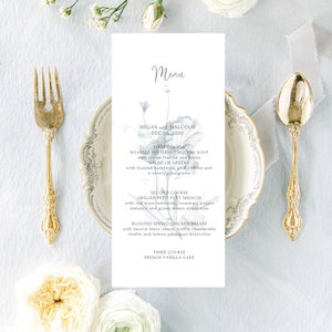 LA SIRÈNE, menu de mariage moderne, menu de mariage minimaliste, mariage moderne romantique, carte de menu verdure, menu de mariage imprimé