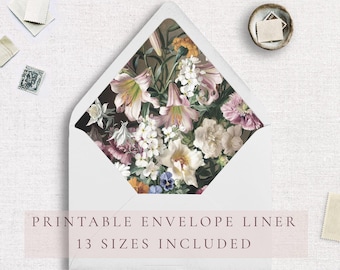 Printable Envelope Liner, Wedding Envelope Liner Digital, Envelope Liner Painting Template, Printable Envelope Liner, Floral Envelope Liner
