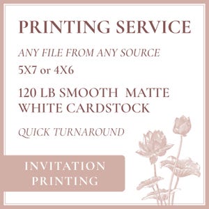 Print My Invites, Printing Service, Print My File From Another Etsy Shop, Invitation Printing, Printed Invitations, Professional Printing
