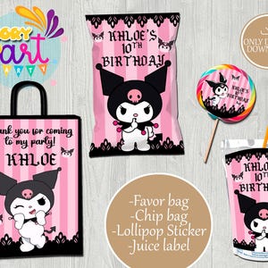 Confezione - Borsa per patatine - Lecca-lecca - Borsa bomboniera - Etichetta succo - Stampabili - Pacchetto festa di compleanno - DOWNLOAD DIGITALE