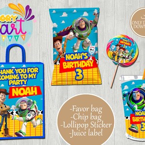 Toy Story Pack-torba na chipsy-Lollipop-torba upominkowa-etykieta soku-do druku-pakiet urodzinowy-pobranie cyfrowe