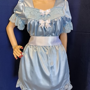 Satin, Sissy, Dress, Adult Baby Maid Cosplay ,cross-dresser cross dressing ,vestido de satén, robe en satin