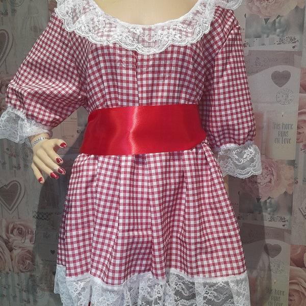 Check Sissy Kleid Erwachsene Baby Maid Cosplay, Cross-Dresser X Kleid Cross Dressing