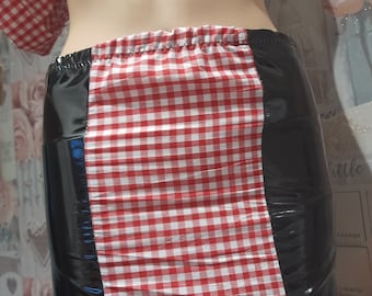 Micro Mini 10"PVC Check Skirt Ladies Transgender Anime Gothic