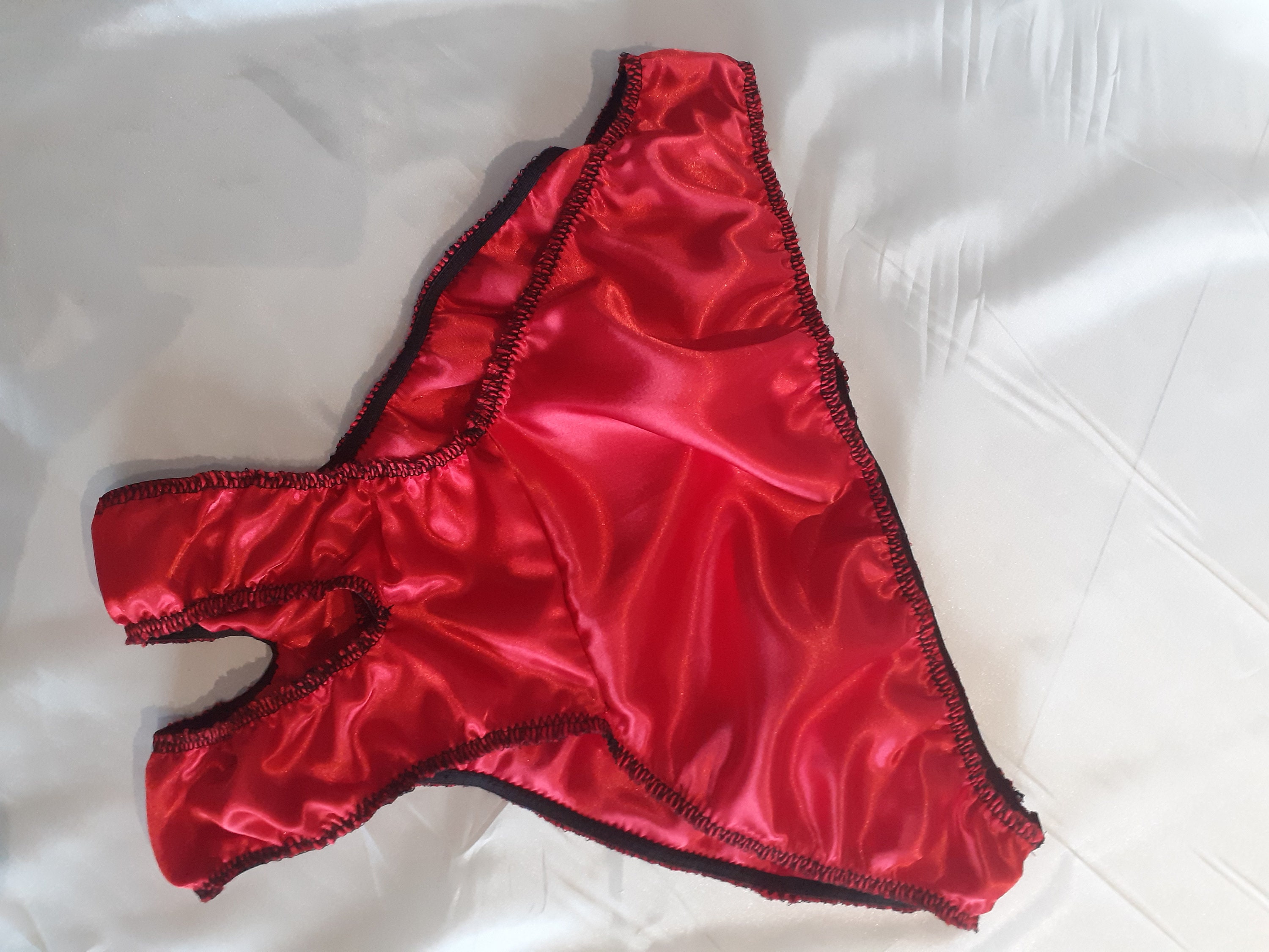 Double Satin Lined Crutchless Crotchless Woman's Panties, Knickers