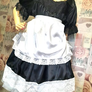 Housemaid,Chambermaid,Nursemaid,Servant.French Maid,Sissy,Costume,Waitress,Dress ,Costume,White Waitress, Dress,Apron,Collar,